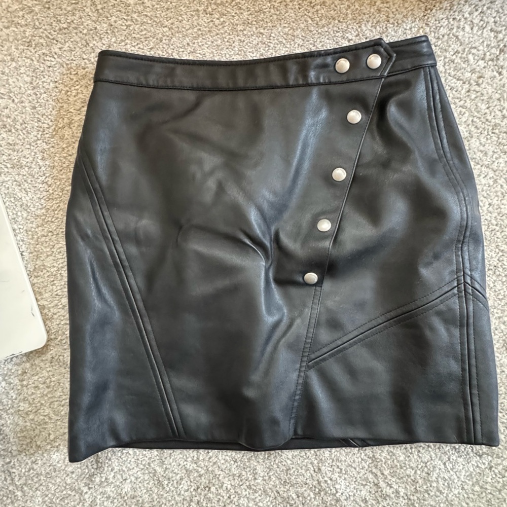 Blank NYC Small Vegan Leather Button Skirt